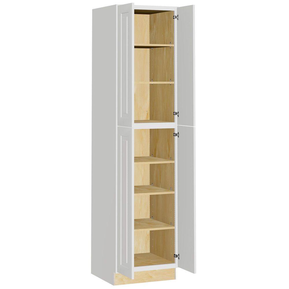 Home Decorators Collection Grayson Pacific White Plywood Shaker Stock Assembled Pantry Utility Kitchen Cabinet Soft Close 24 in. x 96 in. x 24 in. U242496-GPW