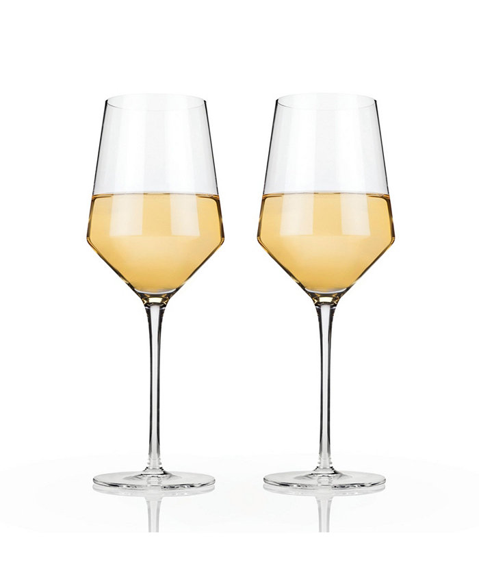 Viski Raye Angled Crystal Chardonnay Wine Glasses Set of 2 13 Oz