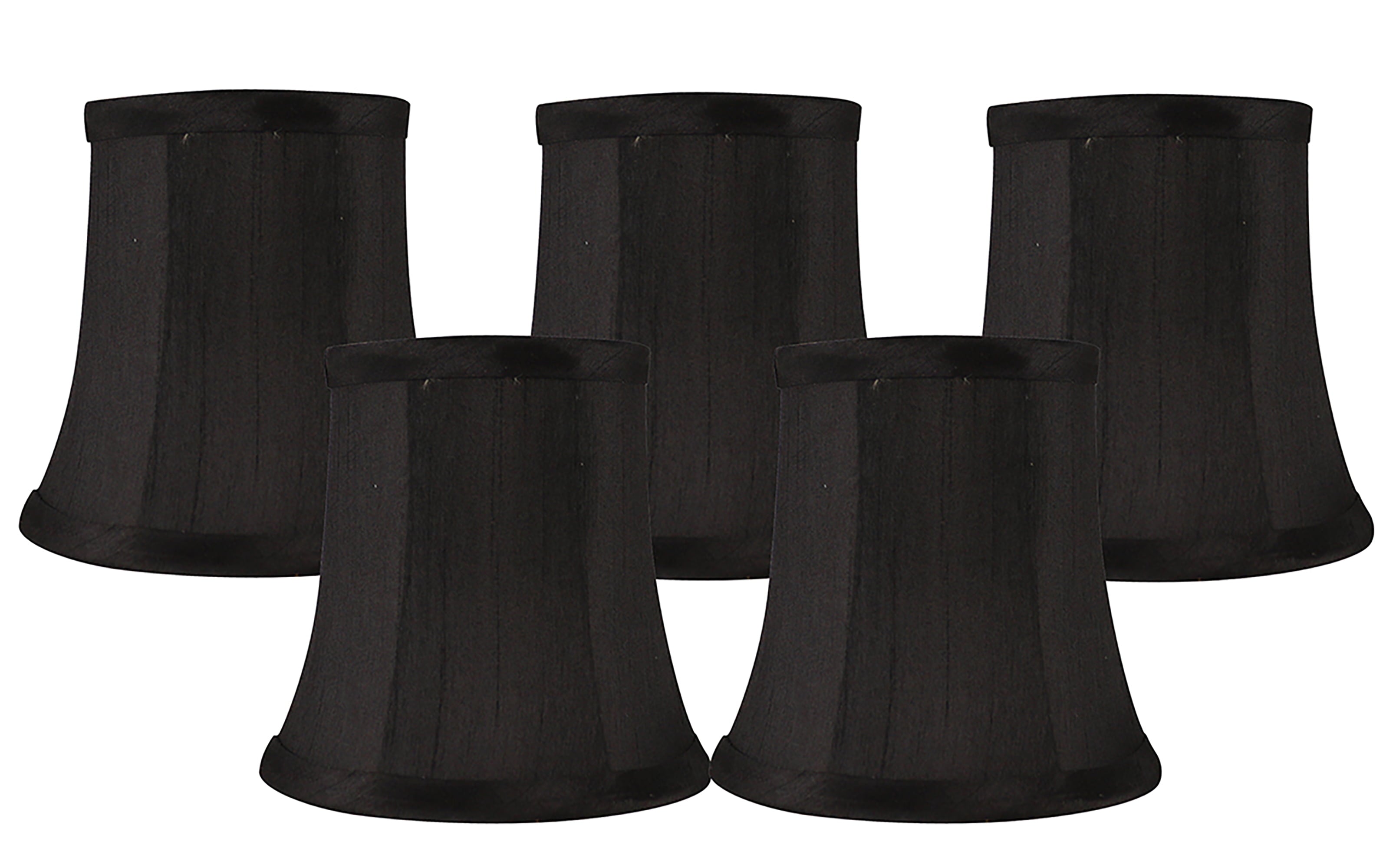 MERIVILLE Set of 5 Black Faux Silk Clip On Chandelier Lamp Shades， 3.5-inch by 5-inch by 4.75-inch