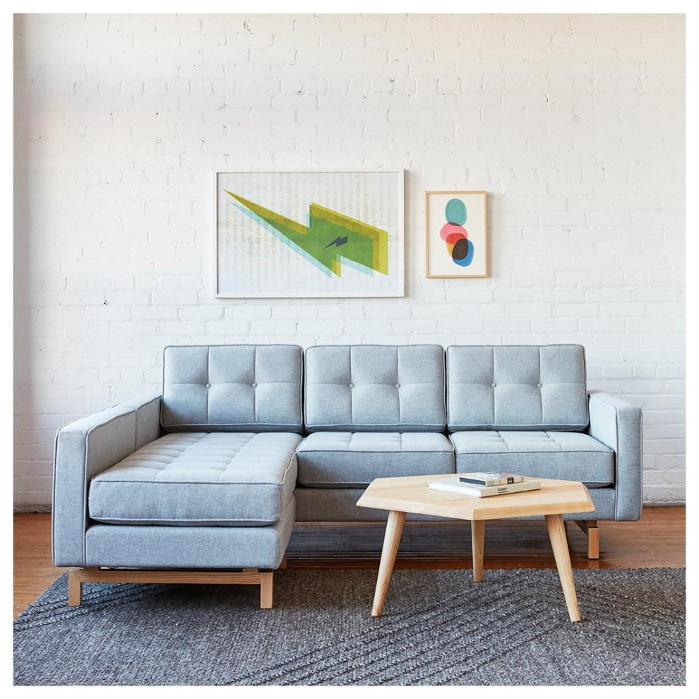 Jane 2 Loft Bi Sectional Bayview Silver / Natural Ash   Transitional   Sectional Sofas   by Old Bones Co.  Studios  Houzz