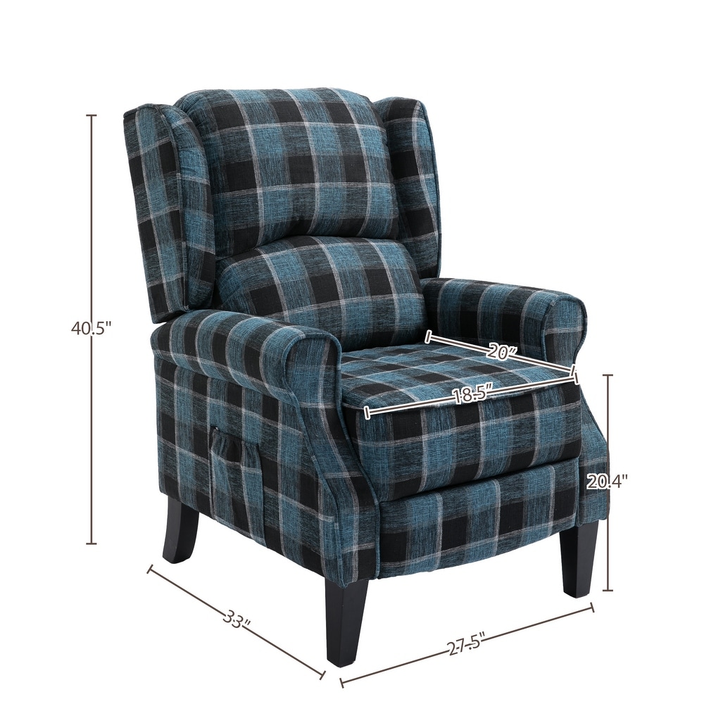 Blue Check Vintage Recliner Chair Leisure Chair Armchair Sofa