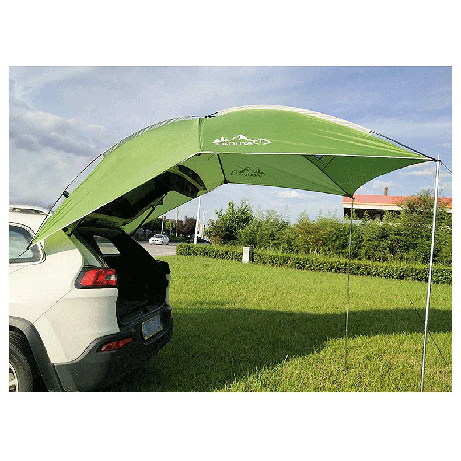 Outdoor SUV Tailgate Sun Shade Awning Car Rear Tent for Vehicle Sun Shelter， Setup Anywhere-Car Camping， Park， Sports， Attach to Truck Van RV Jeep， Green