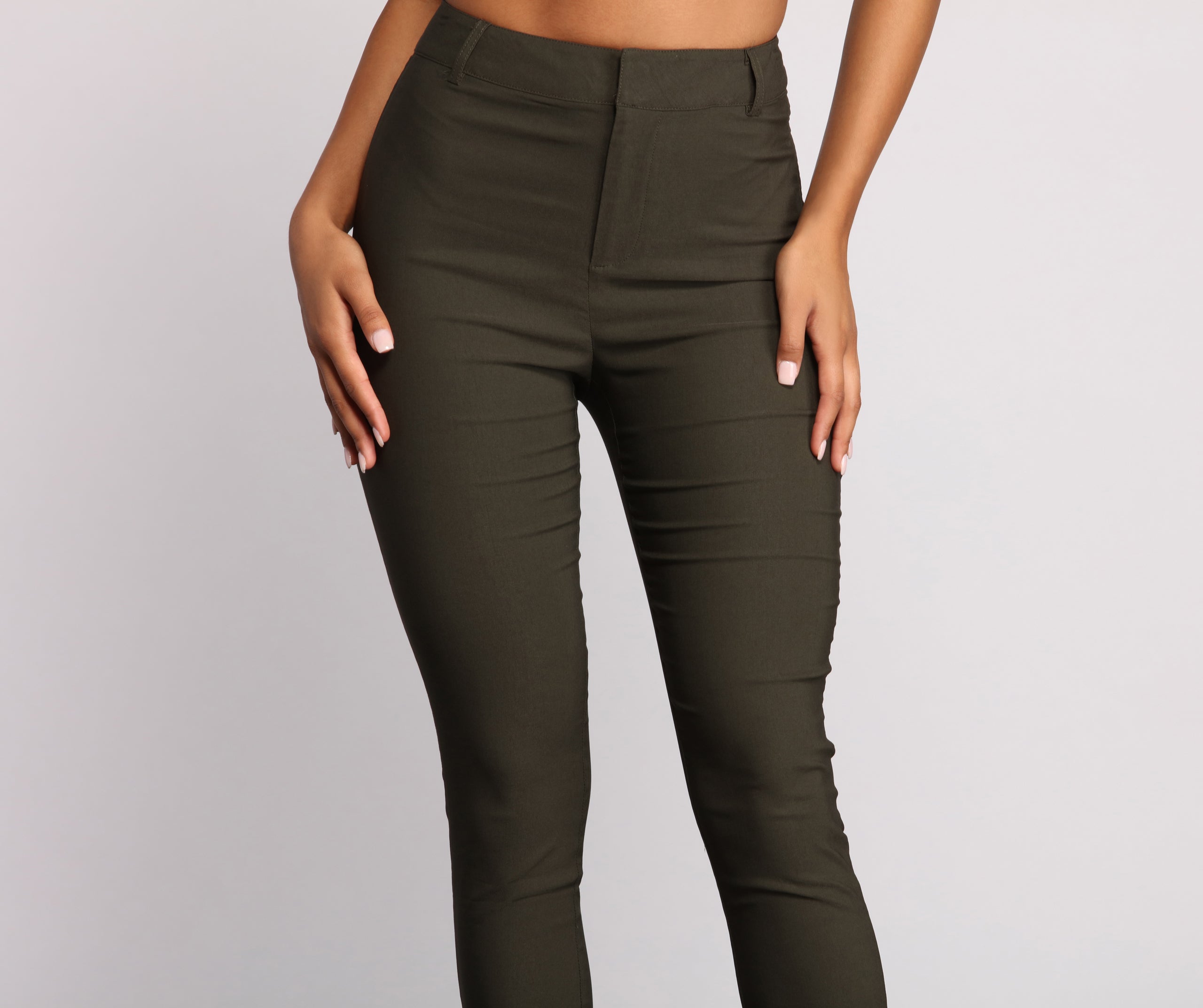 High Waist Basic Skinny Trouser Pants