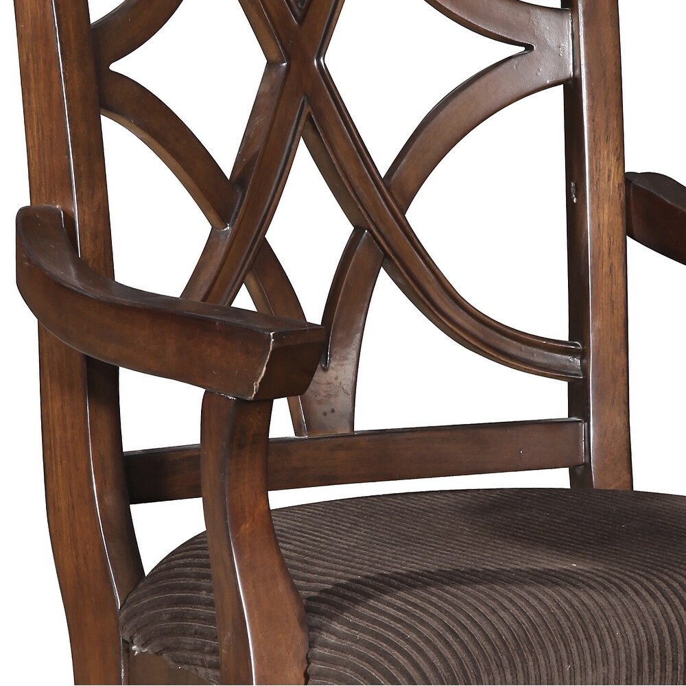 Carpenter Brown and Dark Walnut Cross Back Arm Chairs (Set of 2)