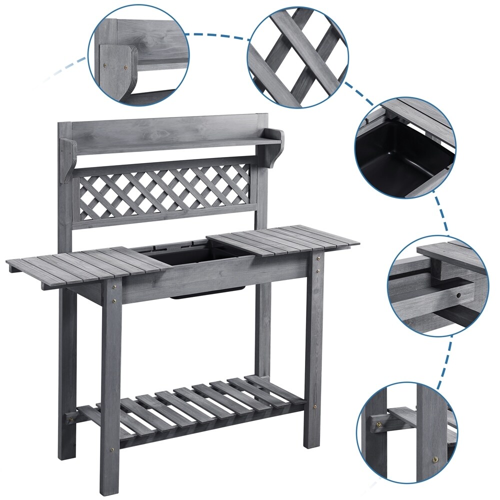 Yaheetech Garden Potting Bench Planting Table with Sliding Tabletop