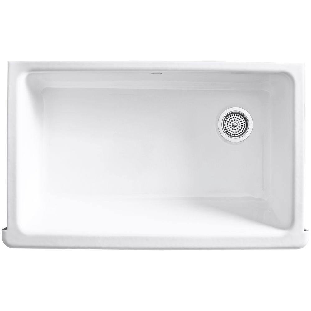 KOHLER Whitehaven Undermount Farmhouse Apron Front Cast Iron 36 in. Single Basin Kitchen Sink in Biscuit K-6488-96