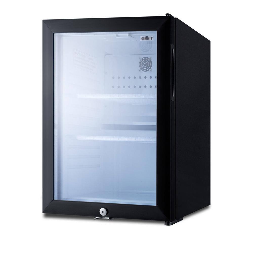 Summit Appliance 16 in. 1.2 cu. ft. Mini Fridge without Freezer in Black with Glass Door MB27G