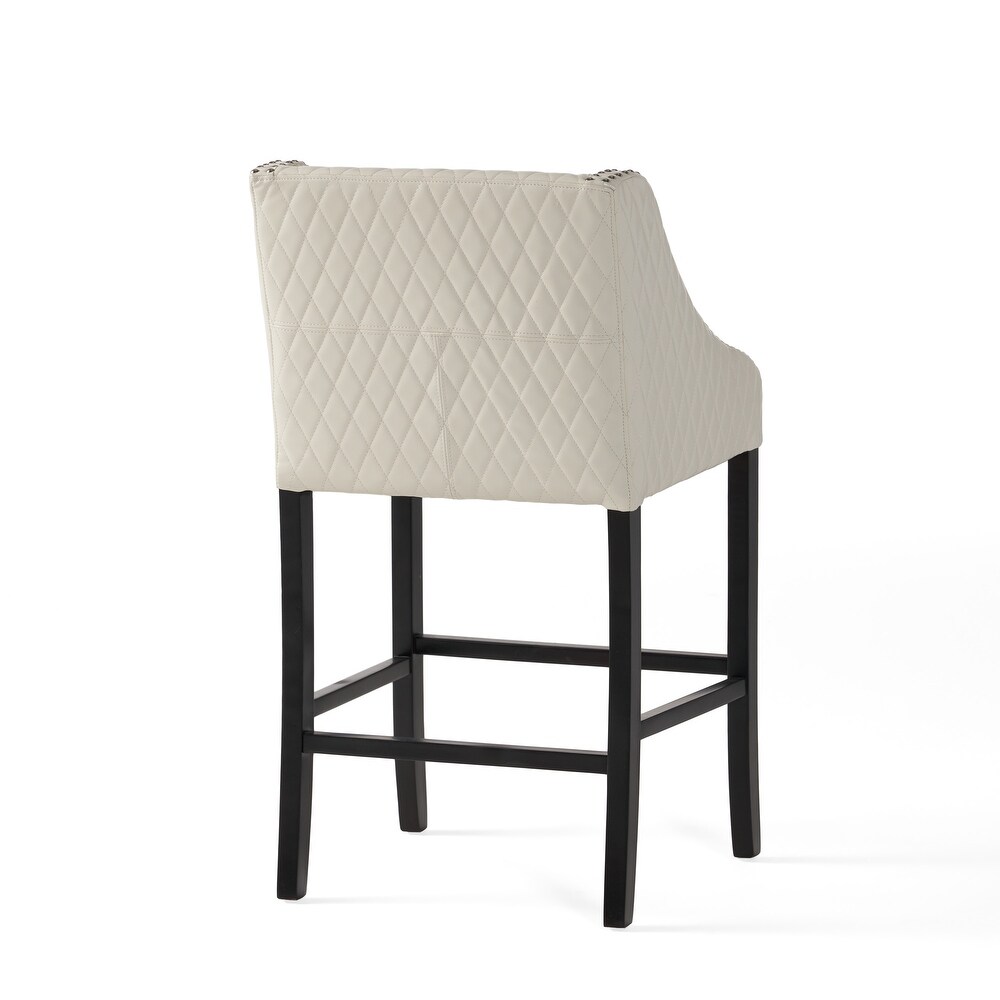 Milano 28 inch Quilted Ivory Bonded Leather 28 inch Barstool by Christopher Knight Home   22\