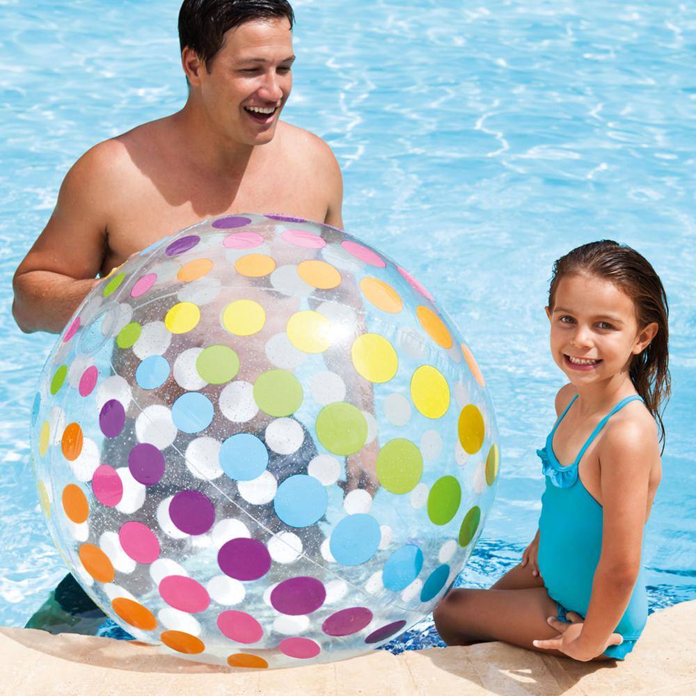 INTEX Multicolor PVX Jumbo Inflatable Glossy Big Polka-Dot Colorful Giant Beach Ball (32-Pack) 32 x 59065EP