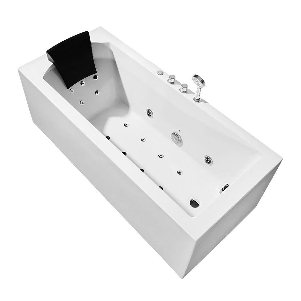 Ariel Platinum 71 in. Acrylic Right Drain Rectangular Alcove Whirlpool Bathtub in White PW1547032RW1