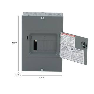 Square D QO 100 Amp 6-Space 12-Circuit Indoor Main Lug Load Center with Surface Mount Cover with Door QO612L100DS