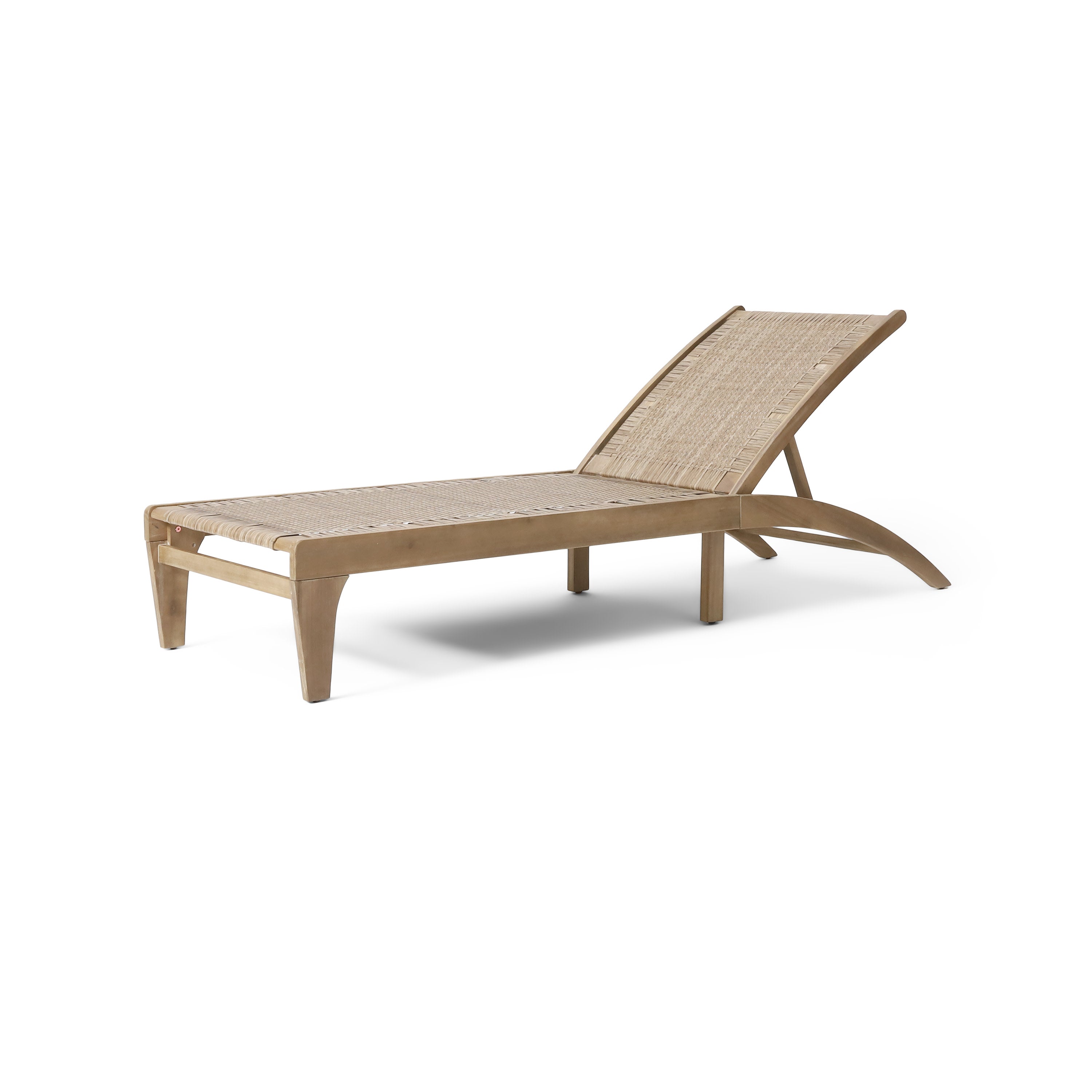 Stetson Outdoor Acacia Wood and Flat Wicker Chaise Lounge