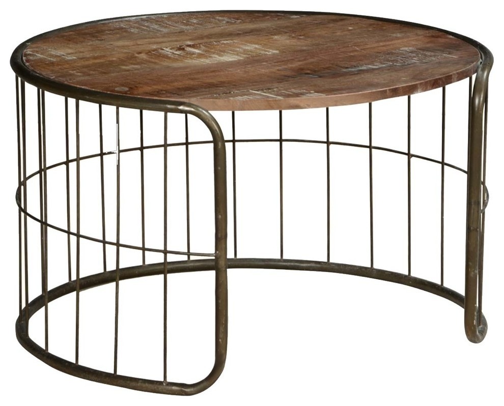 On the Fence 30 quotRound Industrial Coffee Table   Industrial   Coffee Tables   by Sierra Living Concepts Inc  Houzz