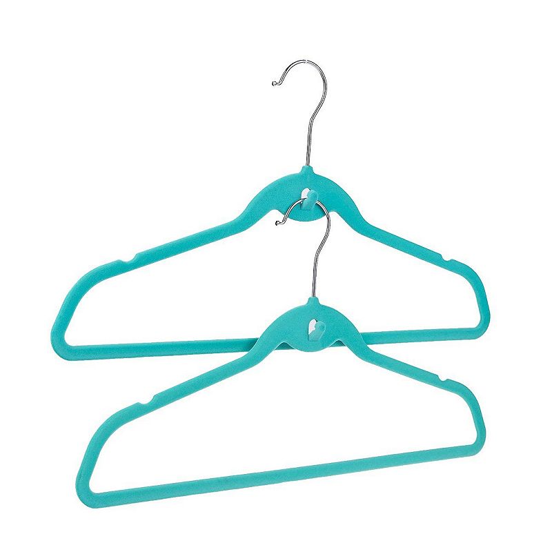 50 Pack Nonslip Velvet Clothes Hangers with Cascading Hooks for Shirts， Suits and Dresses (Teal， 17.5 In)