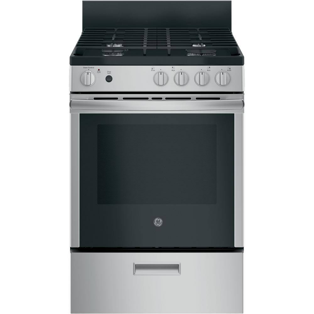 GE 24 in. 2.9 cu ft. Freestanding Gas Range in Stainless Steel JGAS640RMSS