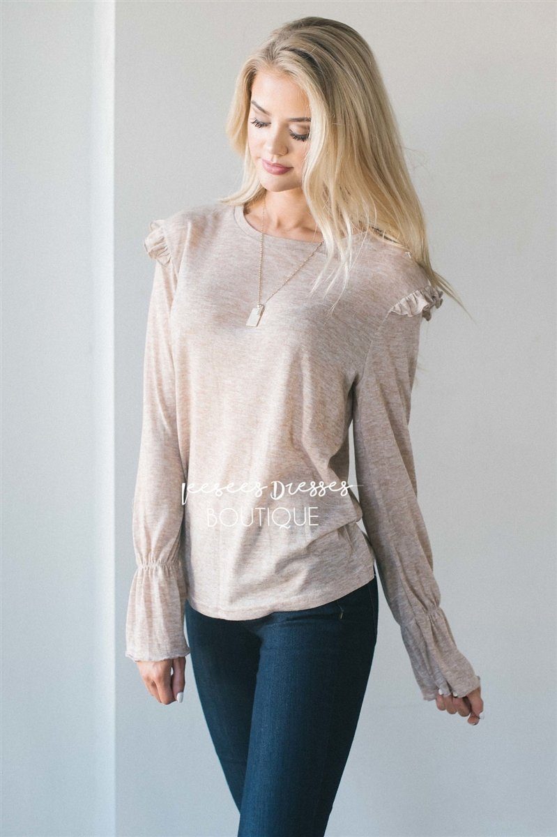 Ruffle Shoulder Peplum Sleeve Top