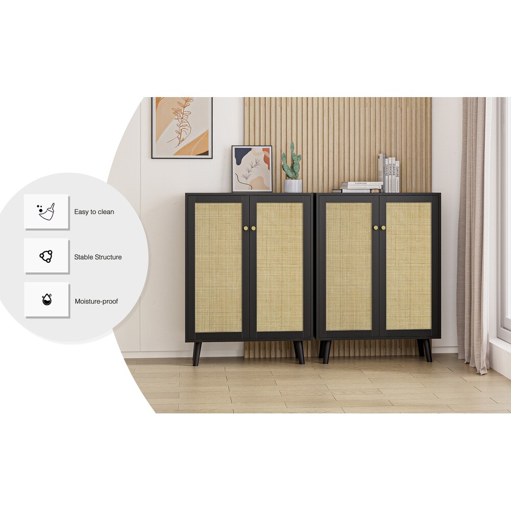 Anmytek Black Rattan Cabinet  44\