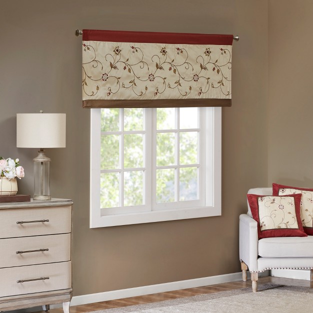 Monroe Embroidered Window Valance Red Madison Park