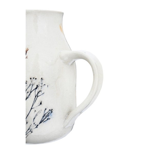 32 oz. Stoneware Debossed Floral Pitcher with Reactive Crackle Glaze Finish (Each One Will Vary)