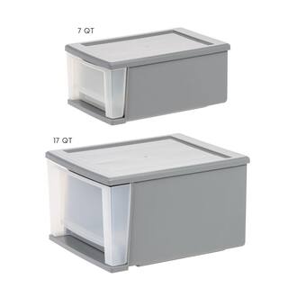 12.05 in. W x 8.39 in. H Single Gray Stackable Storage with Clear Drawer 500224