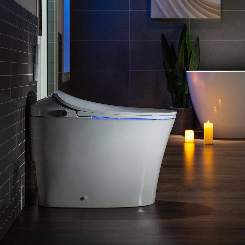 WOODBRIDGE Intelligent Comfort Height 1-Piece 1.1 GPF1.6 GPF Dual Flush Elongated Toilet in White Seat Included HT0068