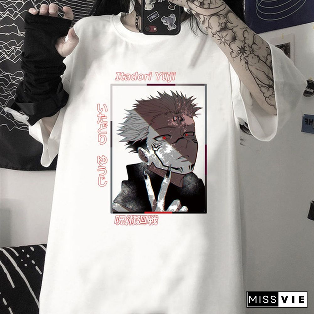 Itadori Yuji T-Shirt Halloween Round Neck Tees Cozy Cotton Tops Jujutsu Kaisen