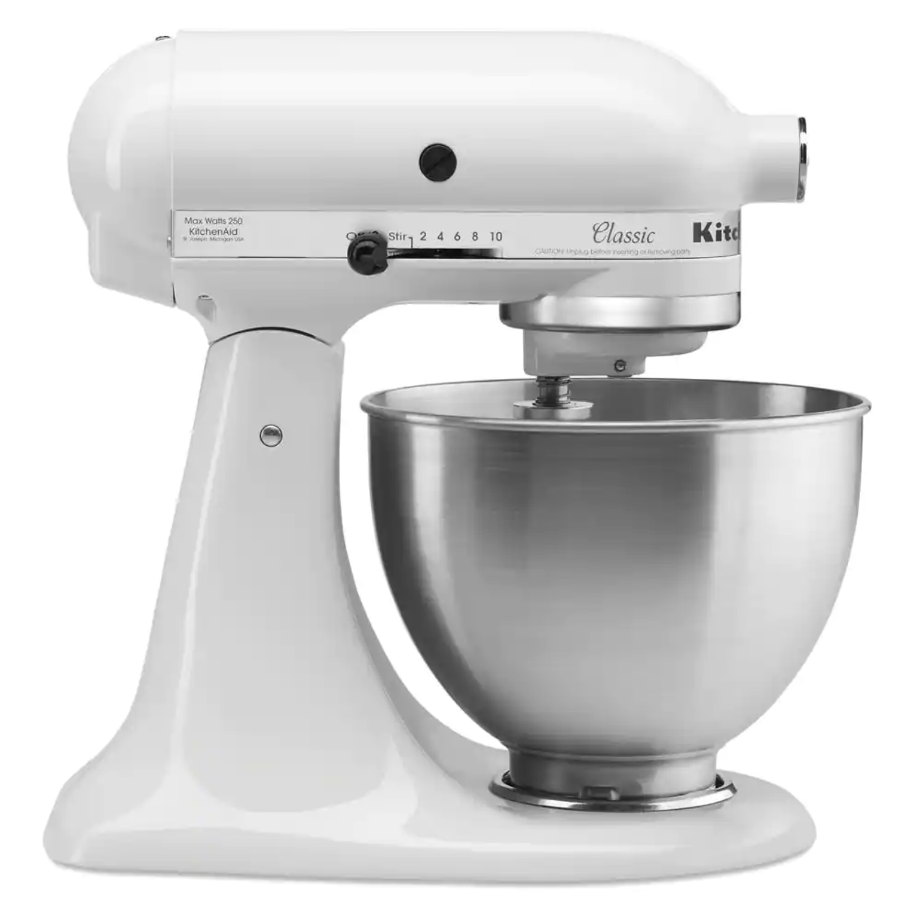 KitchenAid Classic Series 4.5 Qt. 10-Speed White Stand Mixer with Tilt-Head