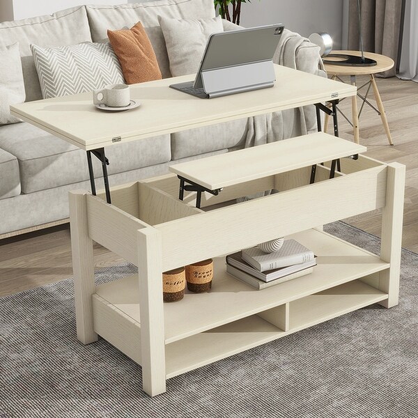 MultiFunctional Lift Top Coffee Table with Open Shelves