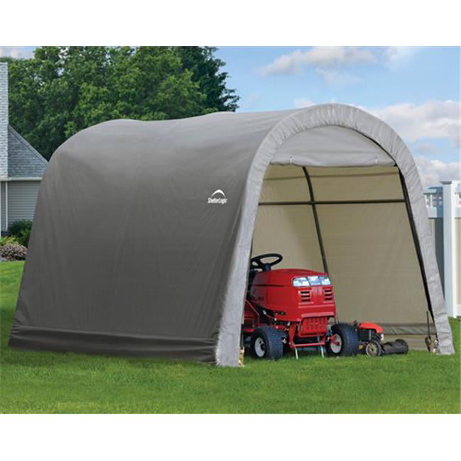 ShelterLogic 70435 10x10x8 ft. - 3x3x2 4 m Round Style Storage Shed   Grey Cover