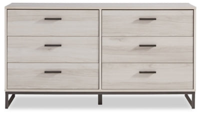 Signature Design by Ashley Socalle Modern Industrial 6 Drawer Dresser, Natural Beige