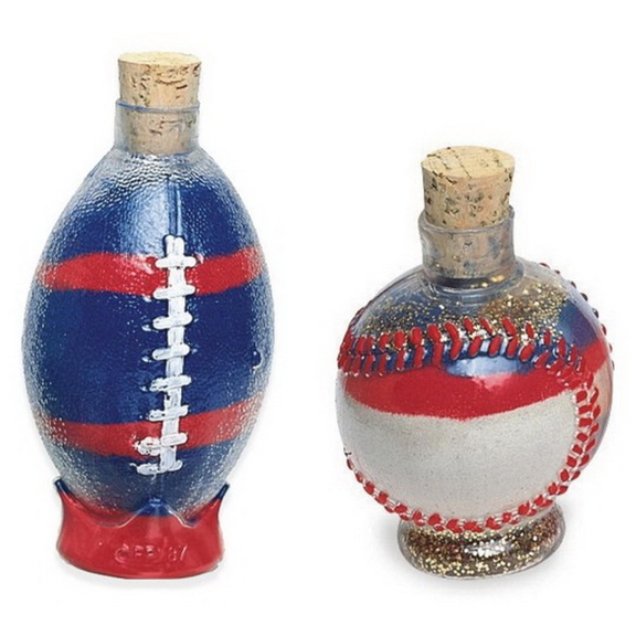 S S Worldwide Baseball and Football Sand Art Bottl...