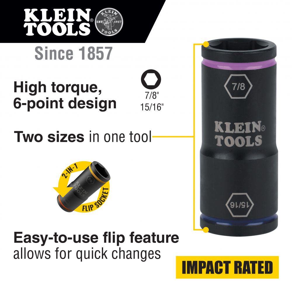 Klein Flip Impact Socket 15/16 X 7/8