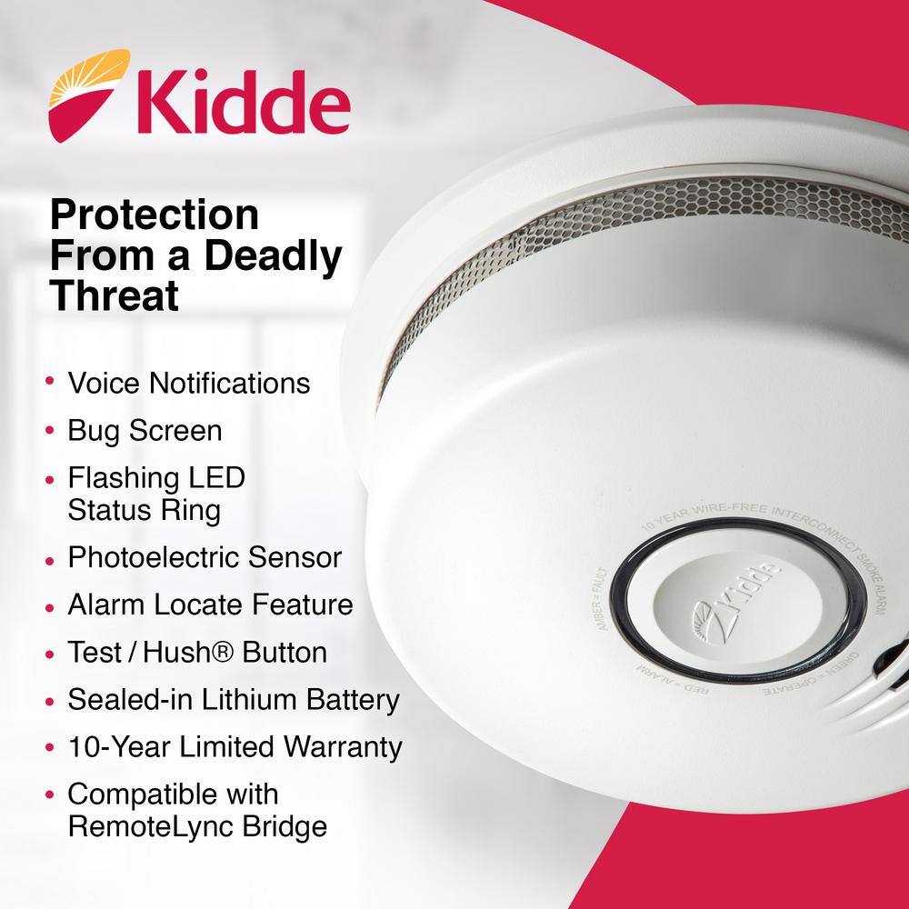 Kidde 10 Year Worry-Free Sealed Battery Smoke Detector with Intelligent and Wire-Free Voice Interconnect (2-Pack) 21028749