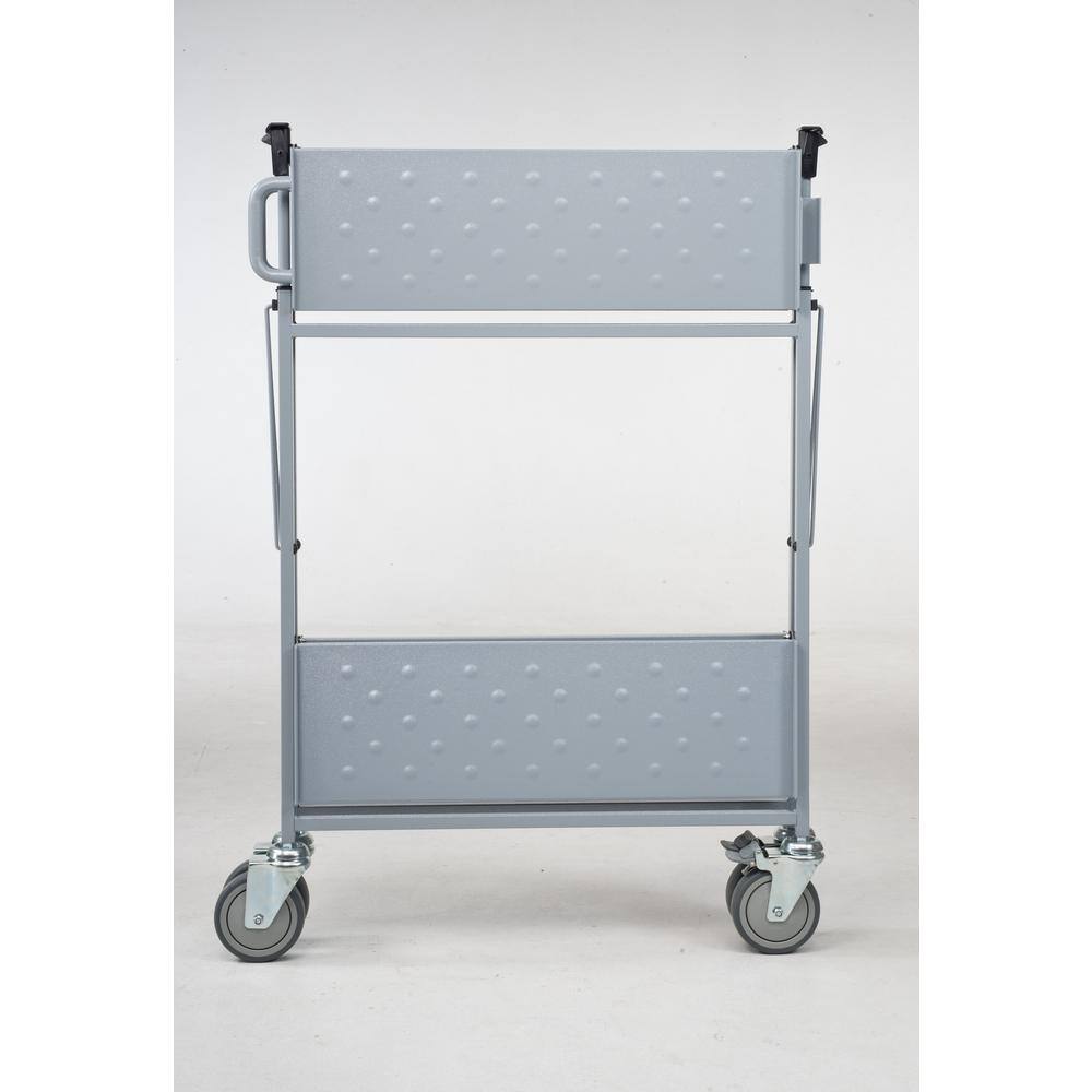 Master Grade Folding Carts 2-shelf Grey 550 lb. Capacity Swivel Caster Size 5 in. x1.5 in. with 2 Brakes BC-3010H