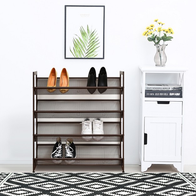 Tangkula Iron Shoe Shelf 2 3 4 tier Space Saving Layered Shoes Shelving Shoes Storage Organizer