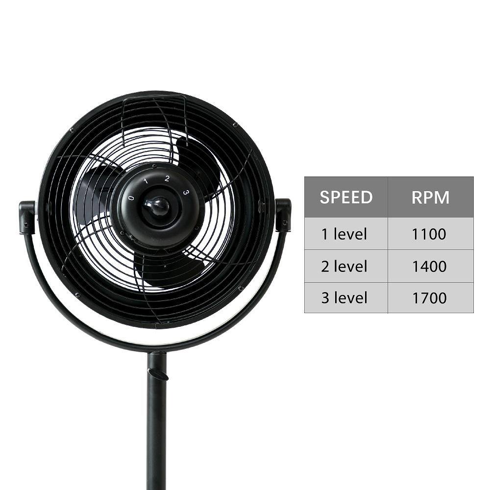 Amucolo 8 in. 3-Speed Industrial Retro Pedestal Fan Rotatable Stand Fan in Black with Adjustable Height YeaD-CYD0-VLHP