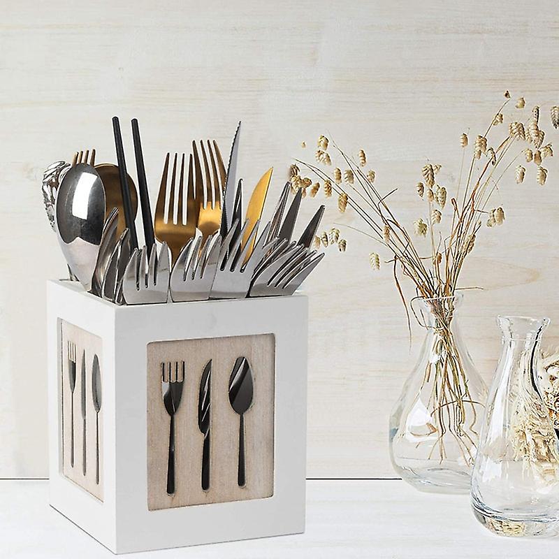 Wooden Utensils Holder Cutlery Kitchen Flatware Cutlery Storage Flatware Caddy Spoons Forks Knifes Chopsticks Organizer