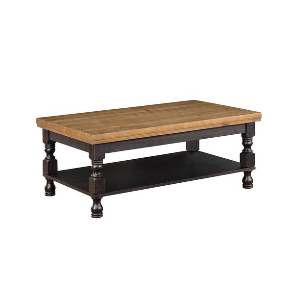 Furniture of America Harrington Antique Black and Oak Coffee Table