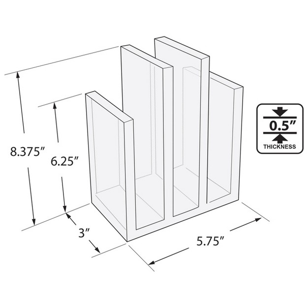 Azar Displays Clear Acrylic Bookend And Desk File Sorter Acrylic 1 pack