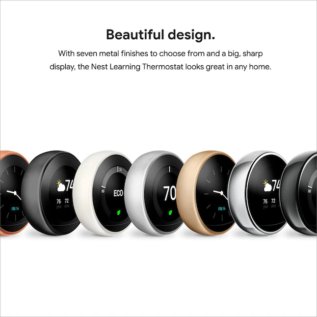 Google Nest Learning Smart Thermostat (3rd Generation) with WiFi Compatibility - Mirror Black