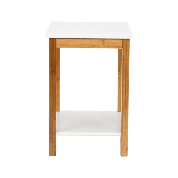 Rectangular White Table Top Natural Wood Table Legs