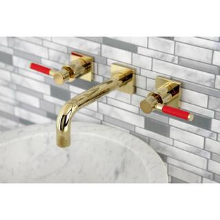 Kingston Brass Concord 2-Handle Wall-Mount Bathroom Faucets in Polished Brass HKS6122DL