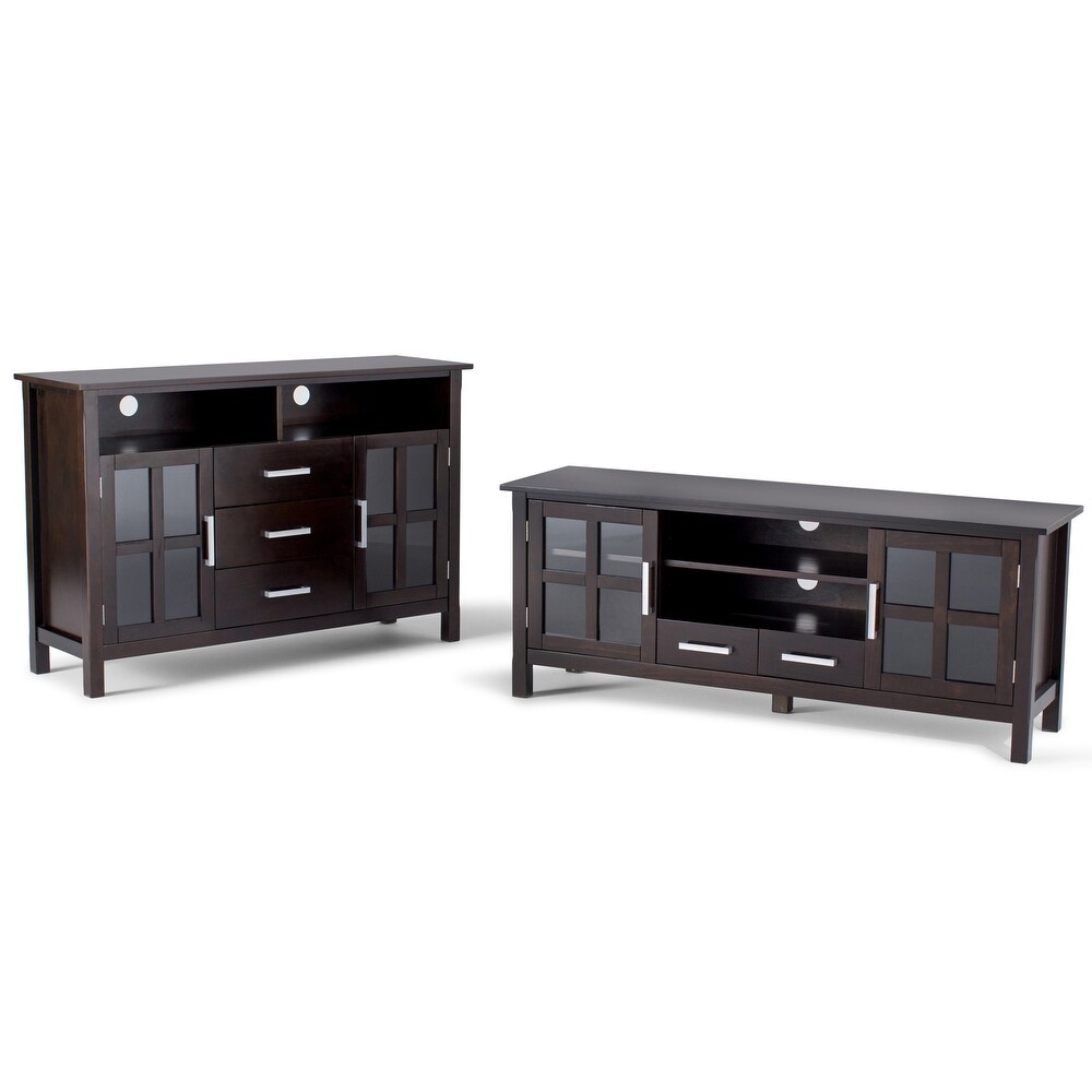 WYNDENHALL Waterloo SOLID WOOD 60 inch Wide Contemporary TV Media Stand For TVs up to 65 inches   60\