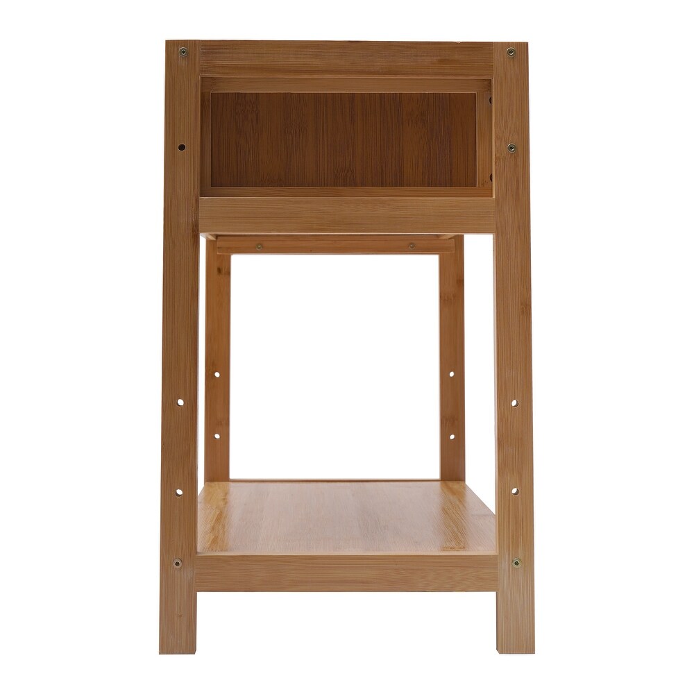 Bamboo Nightstand with Drawer and Storage Shelf