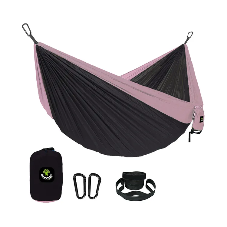 Camping Hammock Double   Single Portable Hammocks with 2 Tree Straps  Lightweight Nylon Parachute Hammocks for Backpacking