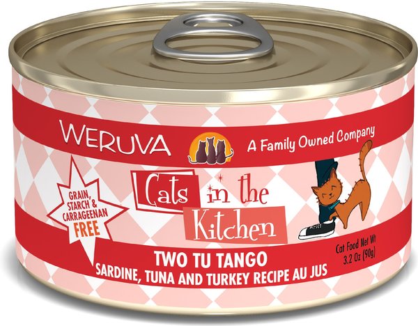 Weruva Cats in the Kitchen Two Tu Tango Sardine， Tuna and Turkey Au Jus Grain-Free Canned Cat Food