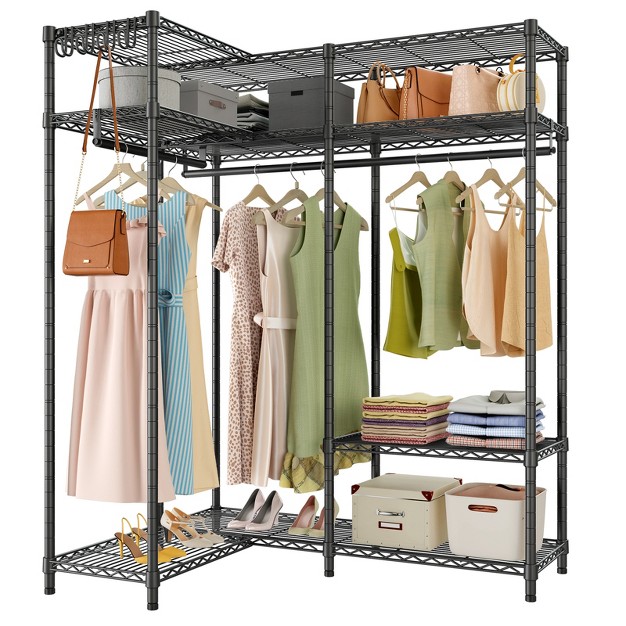 Vipek L30 Corner Closet System L Shaped Garment Rack L Corner Clothes Rack Freestanding Portable Wardrobe Closet