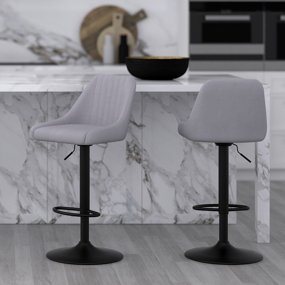 Set of 2 Modern Fabric and Metal Adjustable Air Lift Stool with Swivel