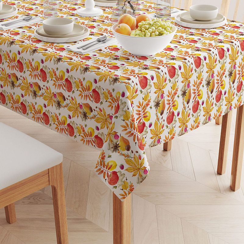 Square Tablecloth， 100% Polyester， 60x60， Fall Time Fruits and Leaves