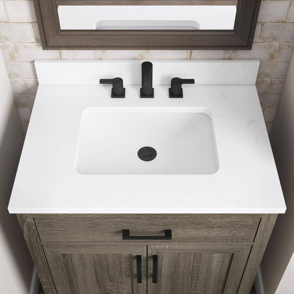 Glacier Bay Pittsford 30 in. W x 22 in. D x 34.5 in. H Bathroom Vanity in Aged Grey wCeramic Vanity Top in White HDPSK30V